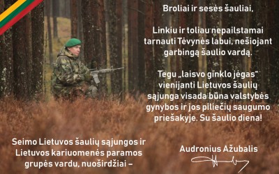 Šaulių sąjungą sveikina Seimo Lietuvos šaulių sąjungos ir Lietuvos kariuomenės paramos grupė