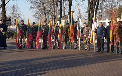 Vasario 16-oji ir atminimo lentos Kęstučio apygardos partizanams atidengimo ceremonija Tauragėje